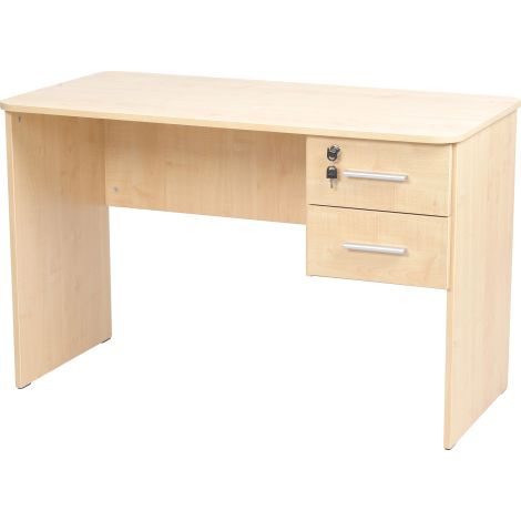 Birou catedra 120x60x76 cm, colturi rotunjite, 2 sertare laterale, unul cu incuietoare, culoare artar - imagine 4